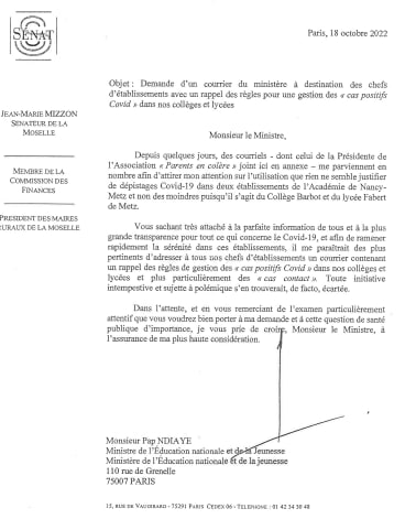 Suite à l’interpellation du recteur de l’académie de Nancy-Metz