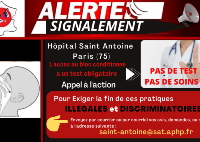 Signalement stop tests hôpitaux Paris