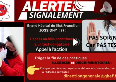 Alertes Signalements Test Hôpitaux PARIS ILE DE FRNACE