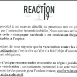 Reaction 19 Extrait notification de l'illégalité de la campagne vaccinale HPV