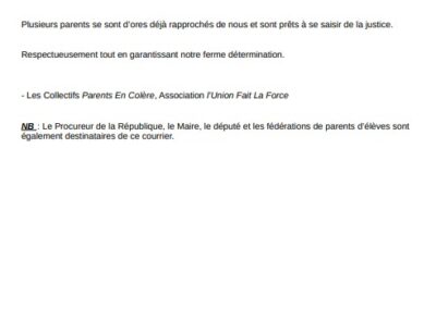 lettre type établissement scolaire ayant failli