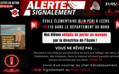 Signalement dans une école de Leers département du Nord (59) pour port de masque obligatoire !