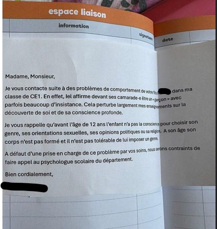 cahier de liaison école/parent
