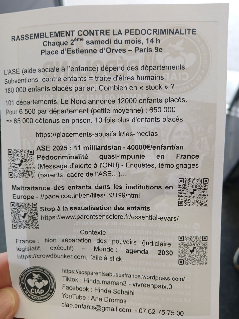 Revendications ciap et nos enfants